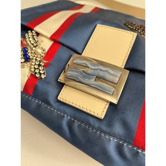 Vintage Fendi baguette Mamma insect stripes multicolor shoulder bag - Picture 3 of 8